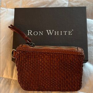 Ron White Brown Woven Leather Wallet